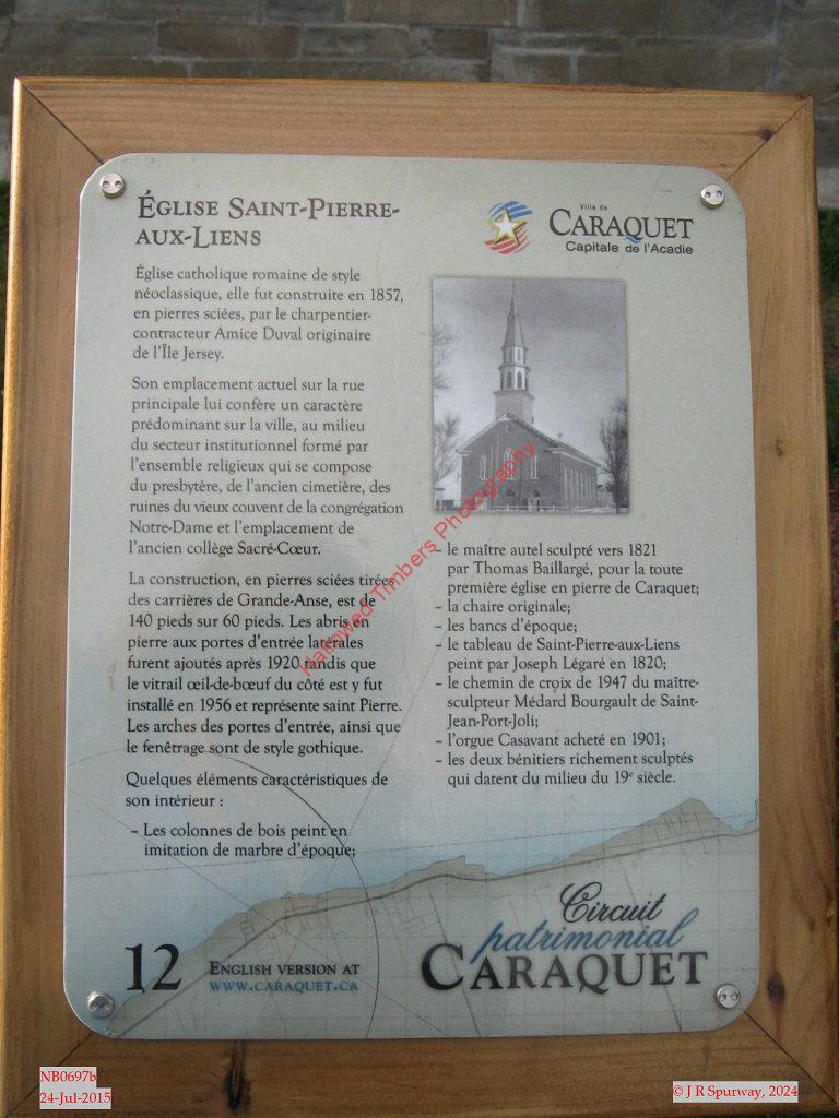 NB0697b Plaque a l'eglise catholique Saint-Pierre-aux-Liens (Catholic), Caraquet NB NB0697b Plaque a l'eglise catholique Saint-Pierre-aux-Liens (Catholic), Caraquet NB