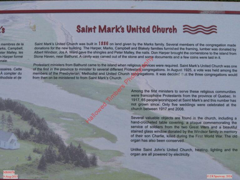 NB0807b Signage at Saint Mark United Church, Miscou Harbour NB NB0807b Signage at Saint Mark United Church, Miscou Harbour NB