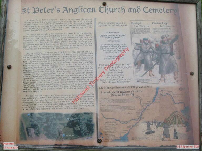 NB0858b Panel of history of Saint Peter Anglican Church, Springhill NB