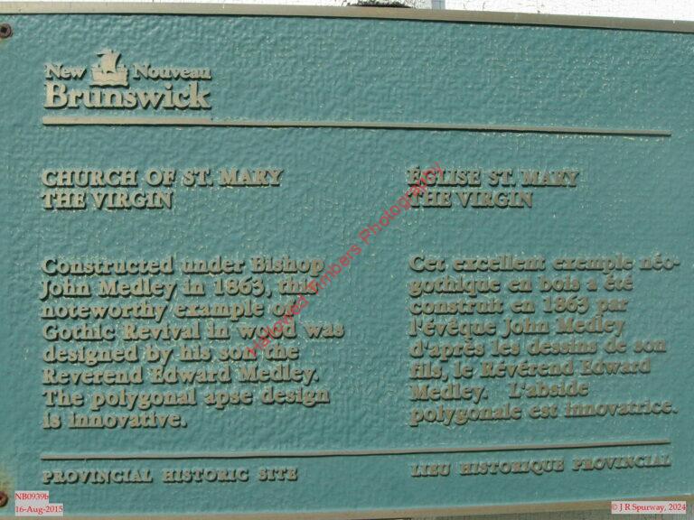 NB0939b Plaque at former Saint Mary the Virgin Historical Anglican Church, New Maryland NB NB0939b Plaque at former Saint Mary the Virgin Historical Anglican Church, New Maryland NB