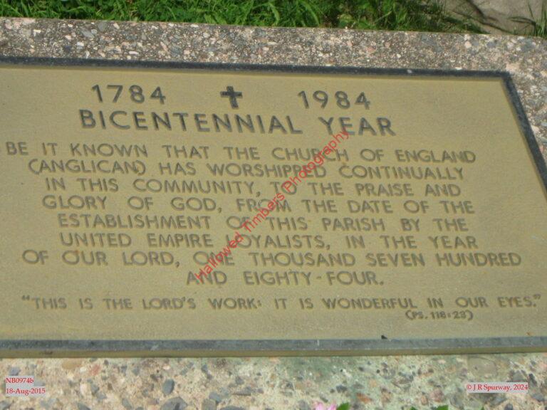 NB0974b Plaque at Saint John Anglican Church, Oromocto NB NB0974b Plaque at Saint John Anglican Church, Oromocto NB