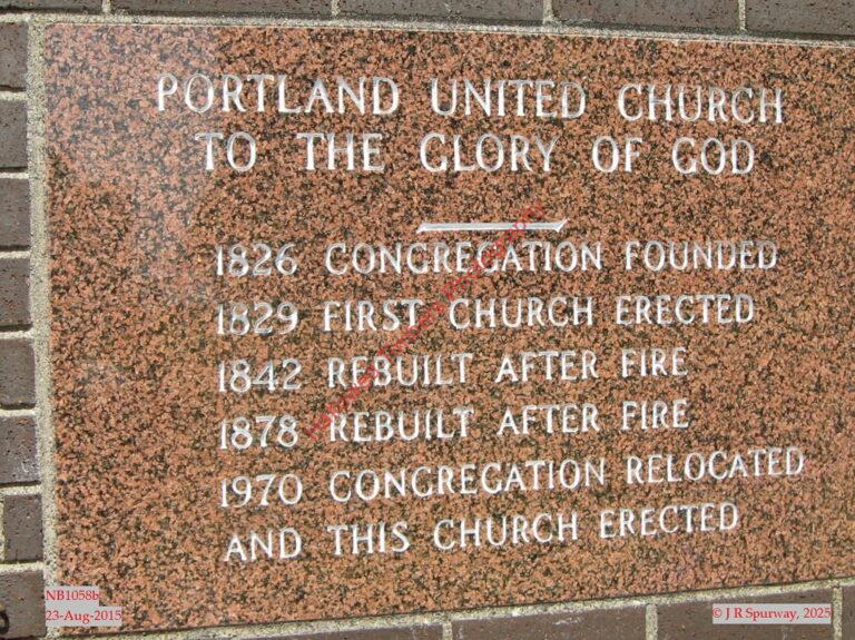 NB1058b Plaque at Portland United Church, Saint John NB