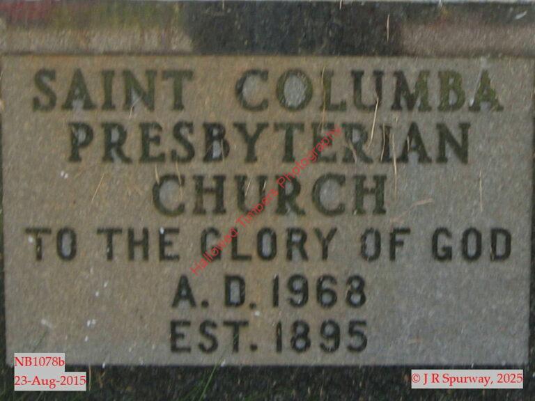 NB1078b Plaque at Saint Columba Presbyterian Church, Saint John NB