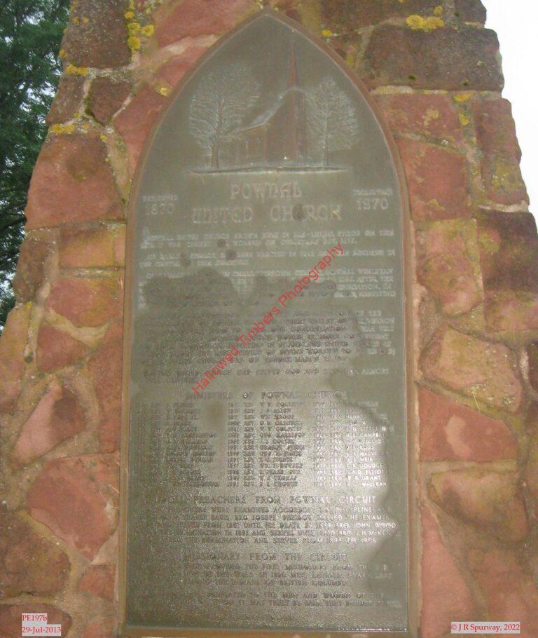 PE197b Plaque at site of former Pownal United Church Plaque, Alexandra PE, taken 29-Jul-2013 © 2022 JR Spurway PE197b Plaque at site of former Pownal United Church Plaque, Alexandra PE, taken 29-Jul-2013 © 2022 JR Spurway